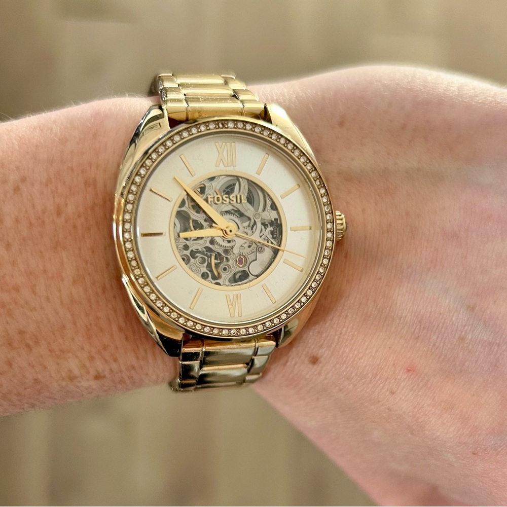 Fossil Gold-Tone Skeleton Dial Watch Vale Automatic
